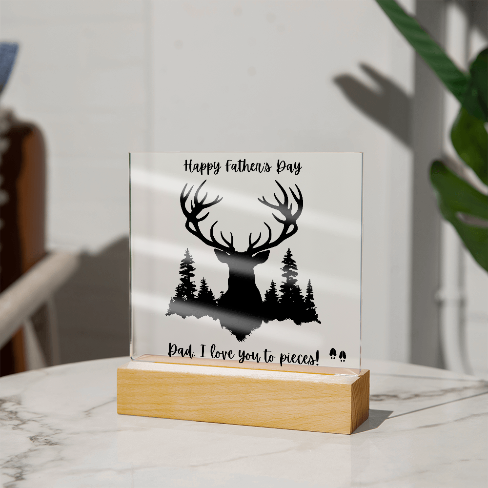 Acrylic Square Plaque/Big Buck/Happy Father's Day