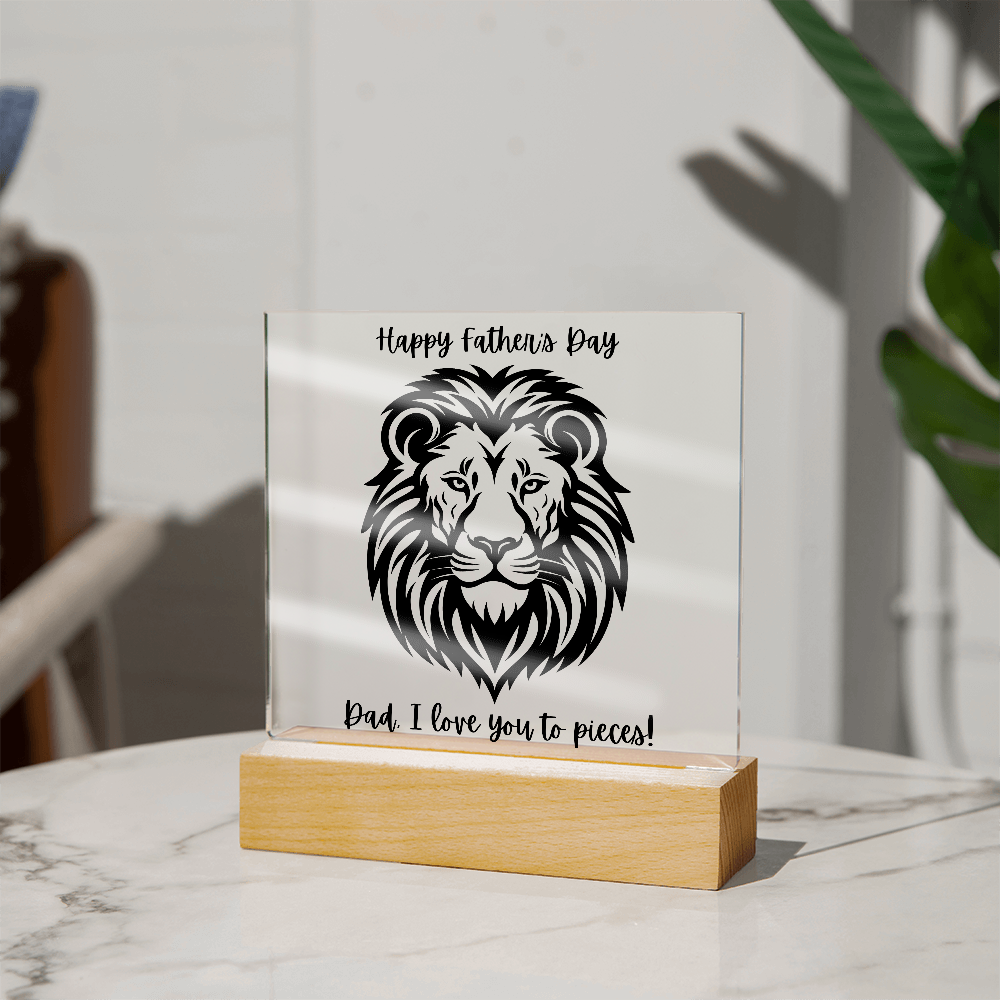 Acrylic Square Plaque/Lion/ Happy Father's Day