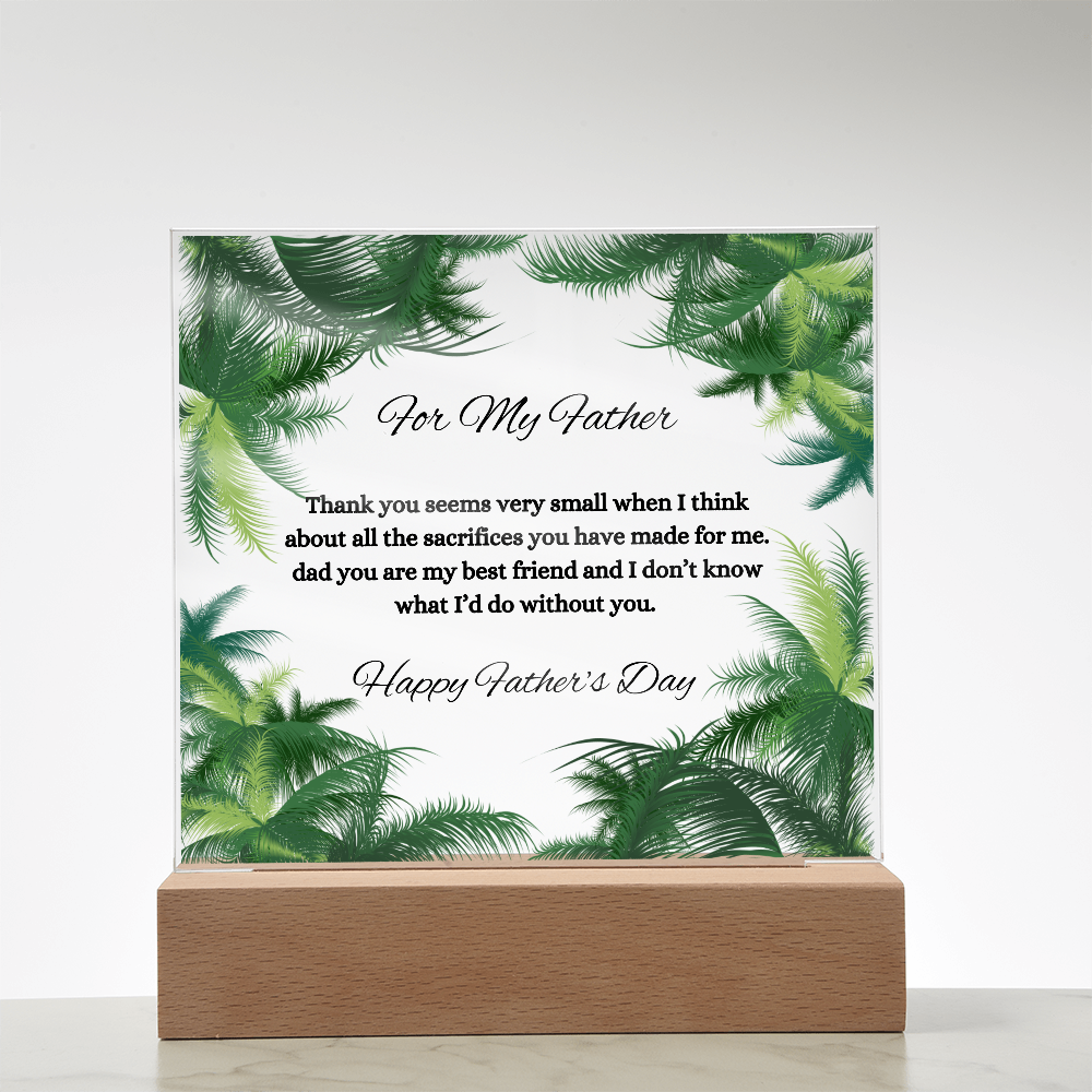 Acrylic Square Plaque/Palms/ Happy Father's Day