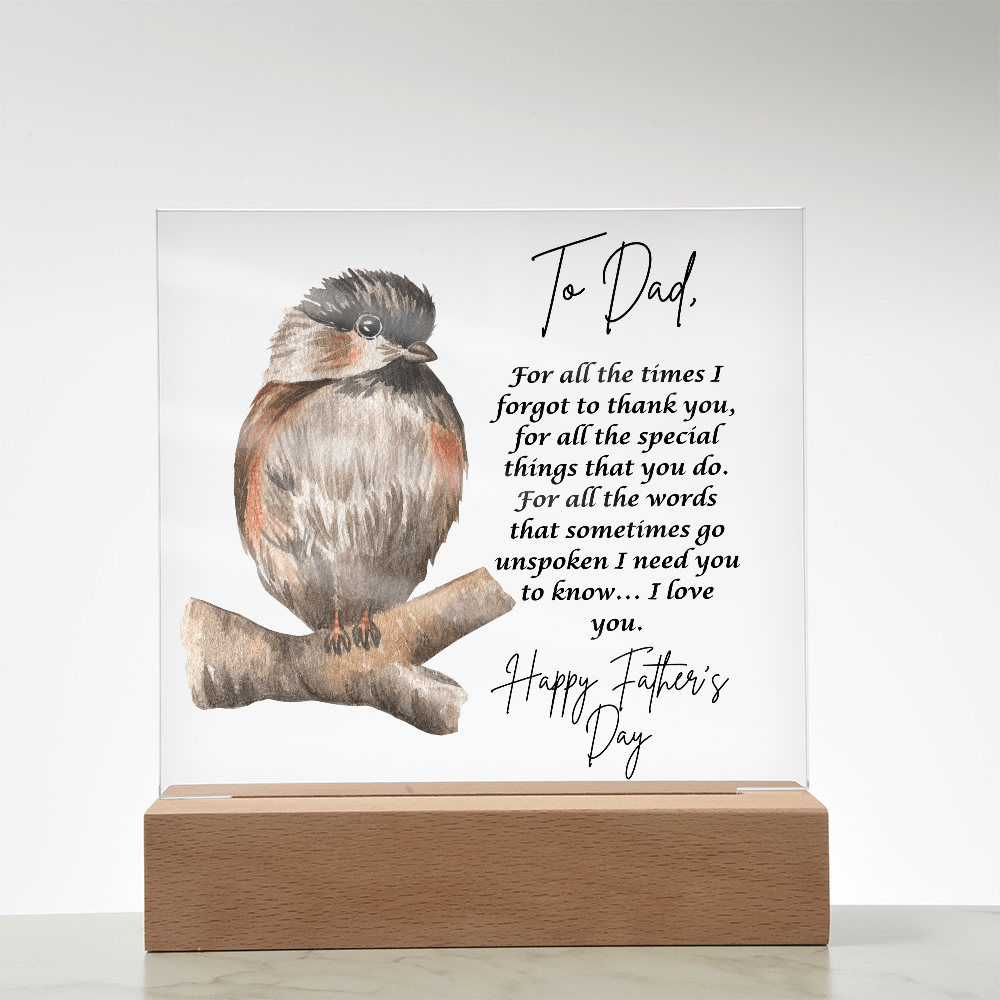 Acrylic Square Plaque/  Happy Father's Day/Bird