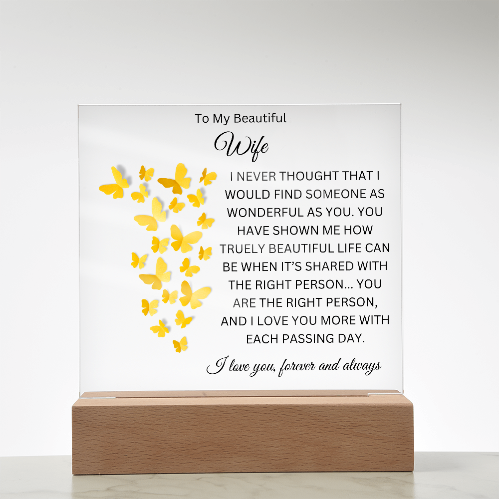 Acrylic Square Plaque Yellow BF/To My Beautiful Wife