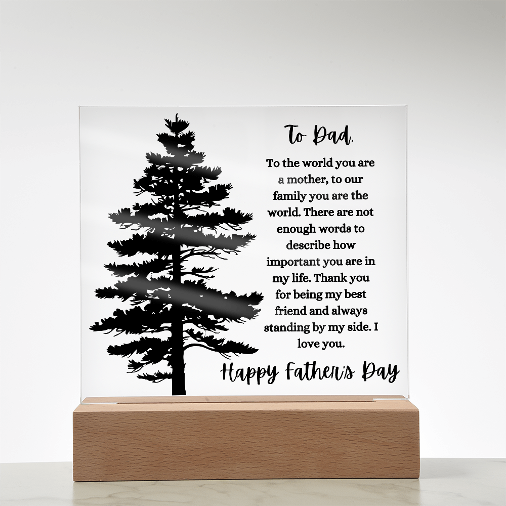 Acrylic Square Plaque/Tree/Happy Father's Day