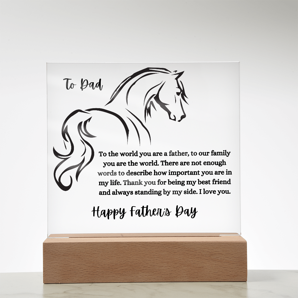 Acrylic Square Plaque,Horse Sil./ Happy Father's Day