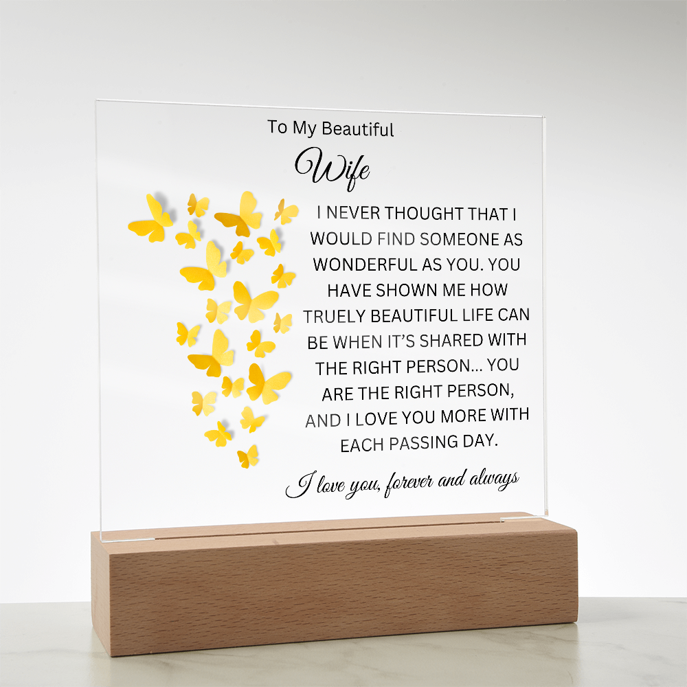 Acrylic Square Plaque Yellow BF/To My Beautiful Wife