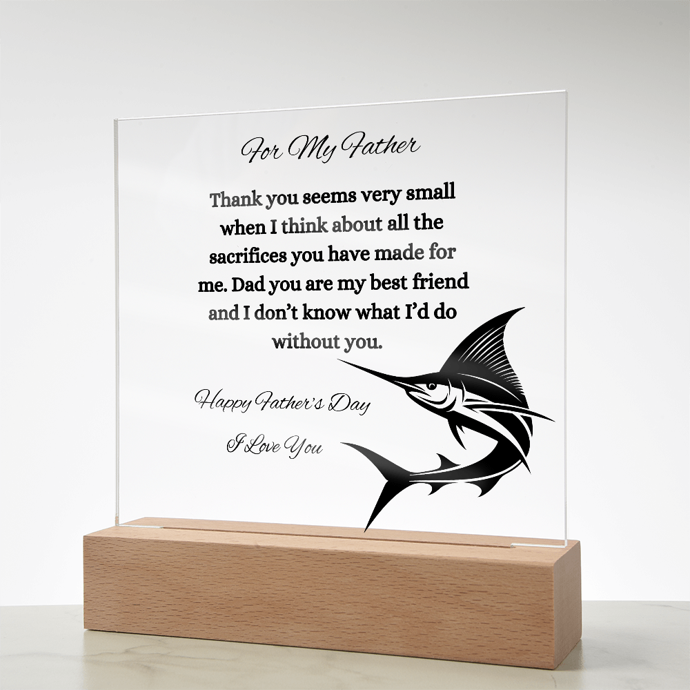 Acrylic Square Plaque/Sail Fish/Happy Father's Day