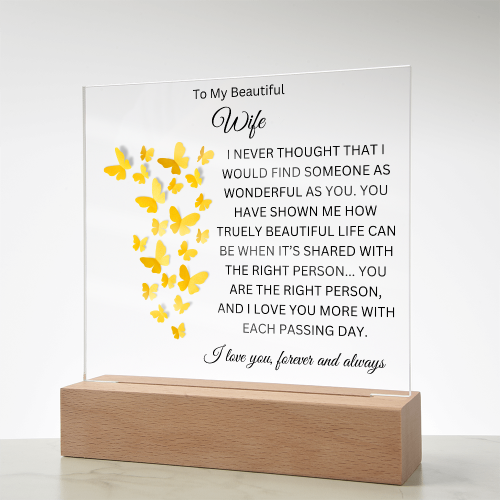 Acrylic Square Plaque Yellow BF/To My Beautiful Wife