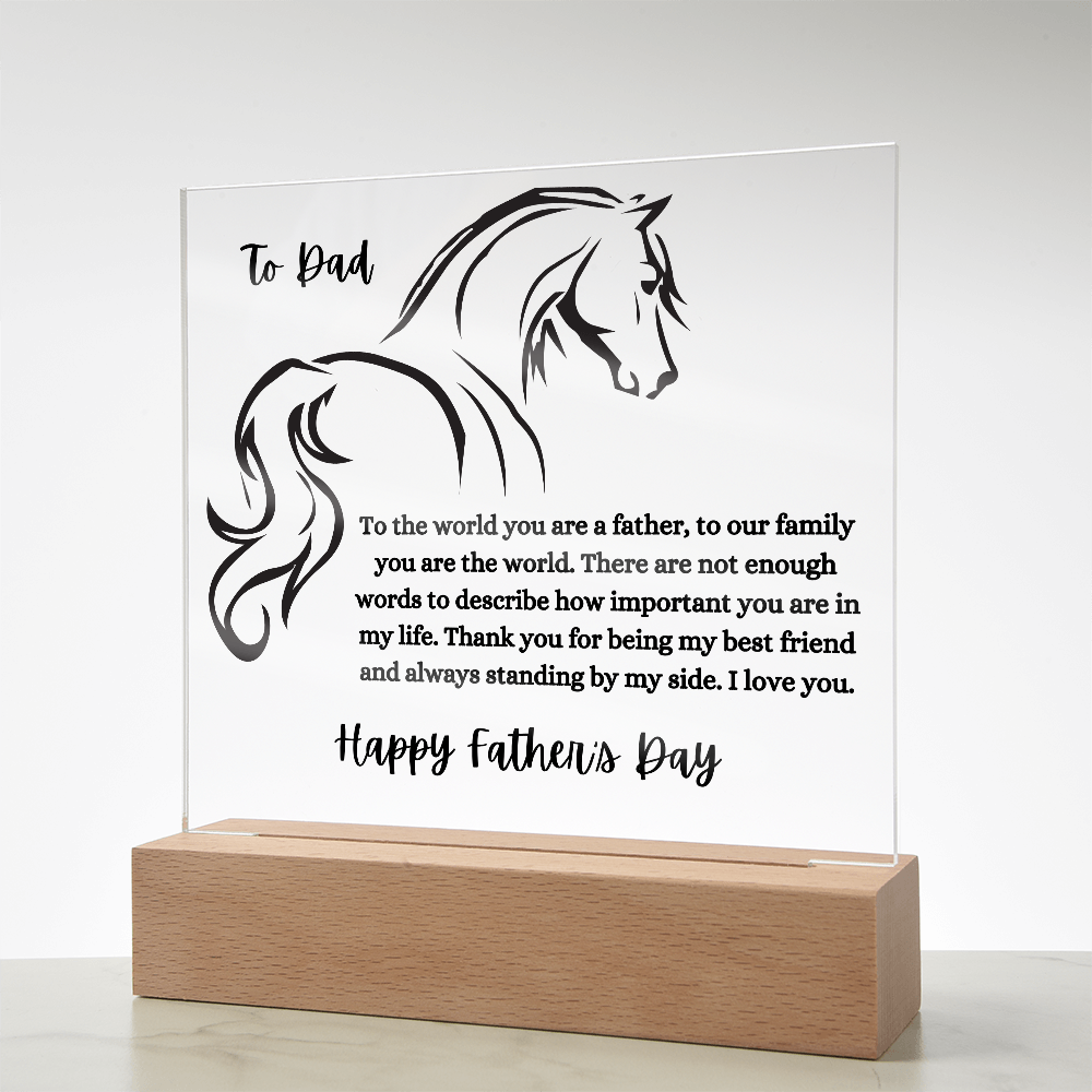 Acrylic Square Plaque,Horse Sil./ Happy Father's Day