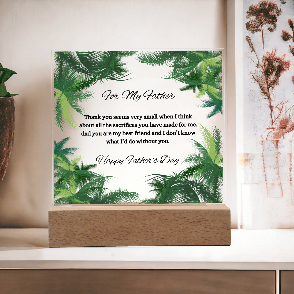 Acrylic Square Plaque/Palms/ Happy Father's Day