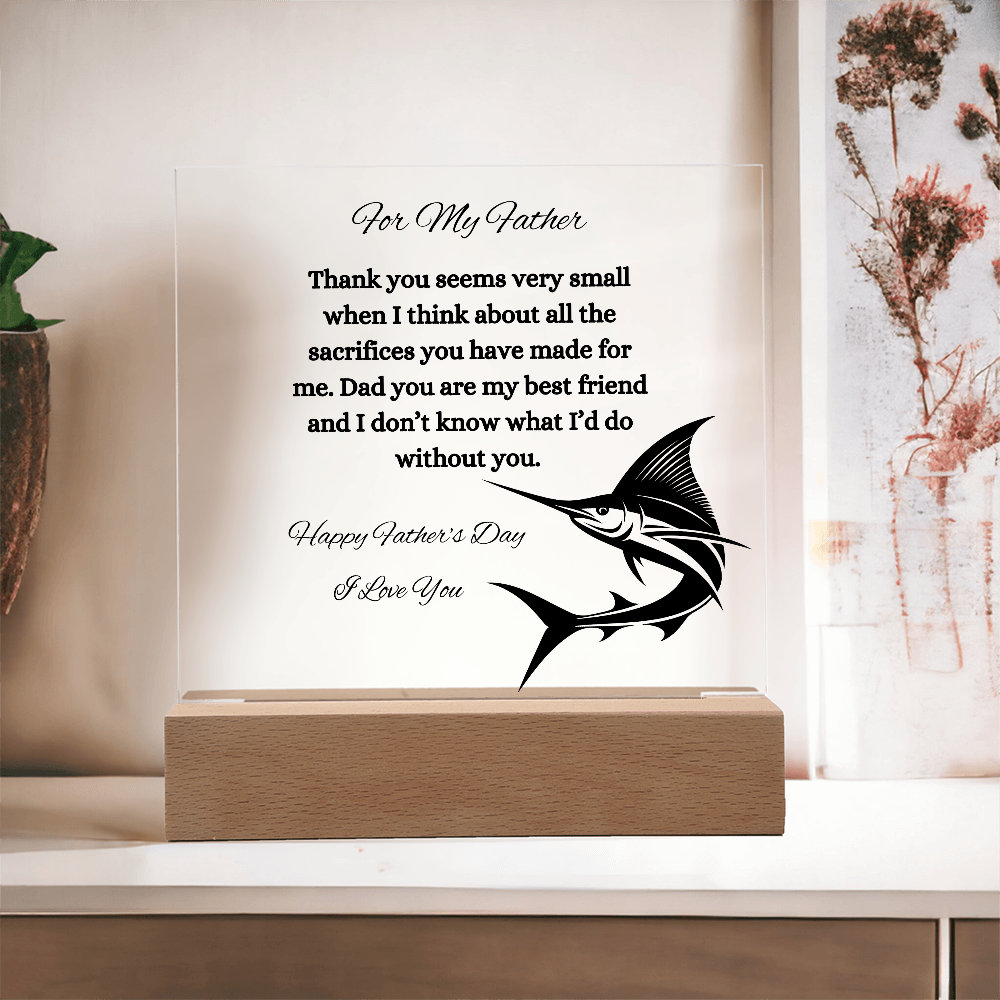 Acrylic Square Plaque/Sail Fish/Happy Father's Day