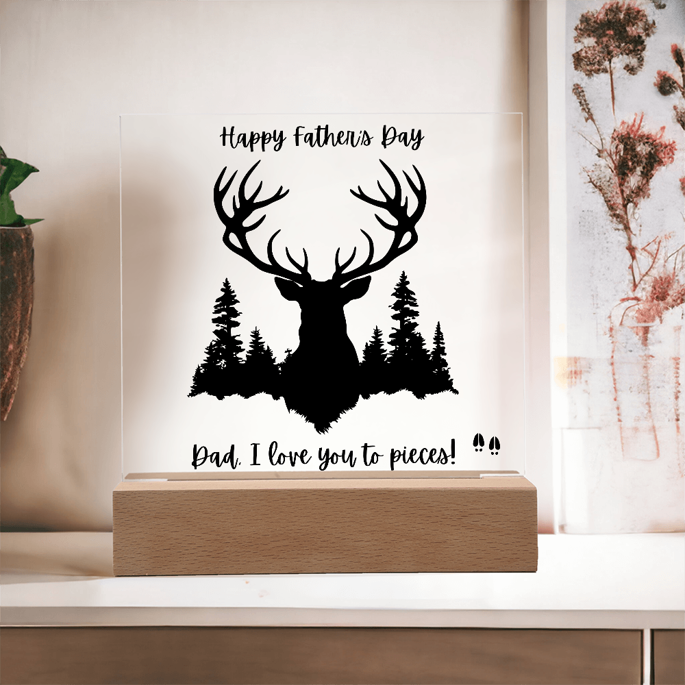 Acrylic Square Plaque/Big Buck/Happy Father's Day