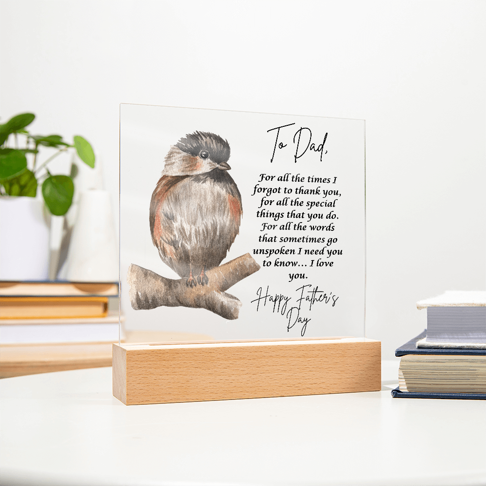 Acrylic Square Plaque/  Happy Father's Day/Bird