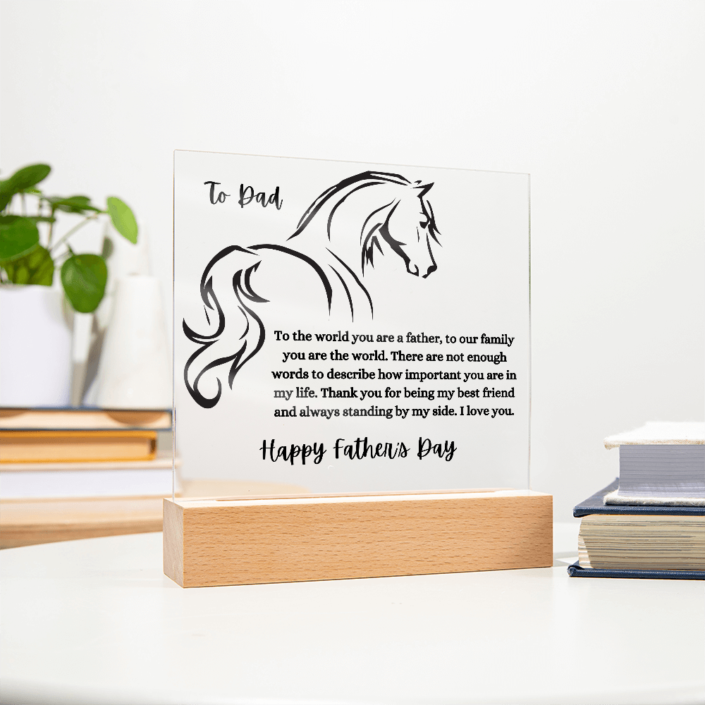 Acrylic Square Plaque,Horse Sil./ Happy Father's Day