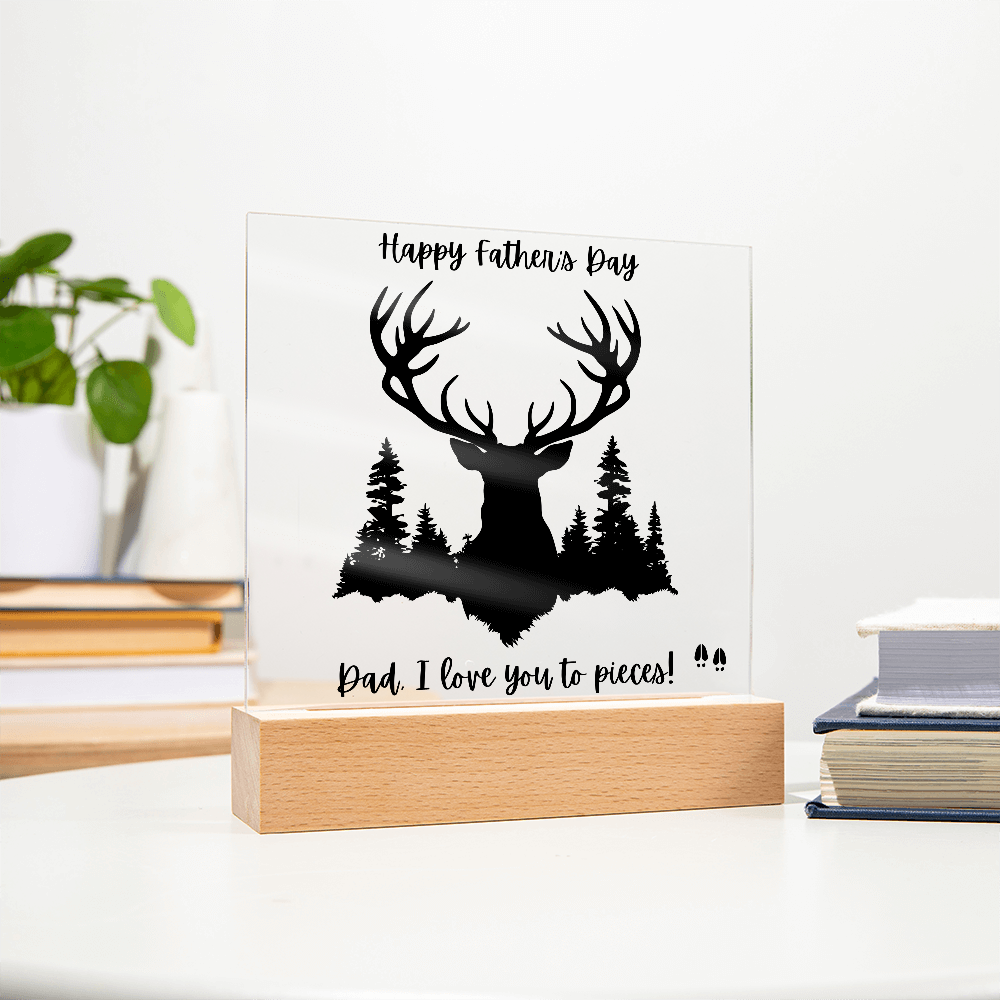 Acrylic Square Plaque/Big Buck/Happy Father's Day