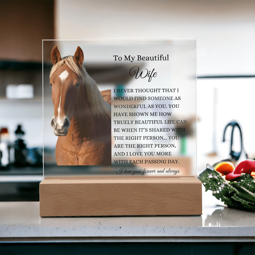 Acrylic Square Plaque/Horse/To My Beautiful Wife