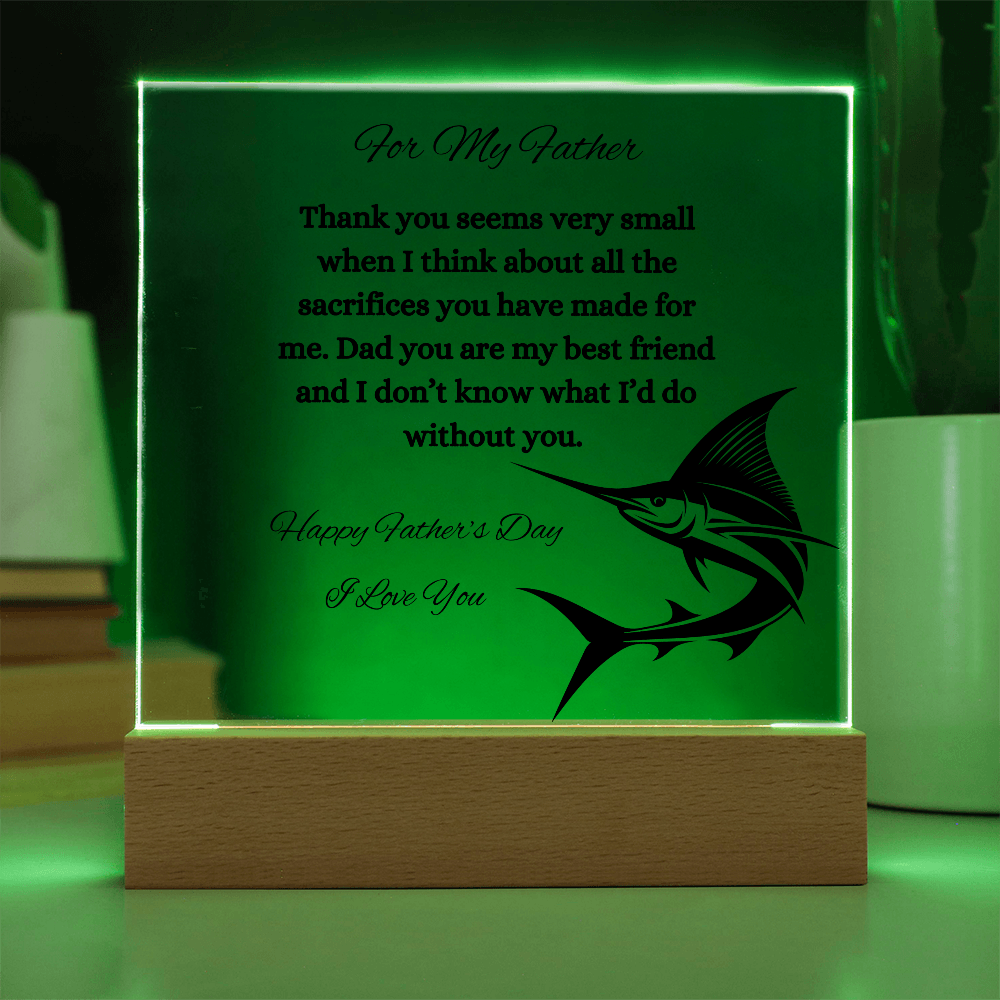 Acrylic Square Plaque/Sail Fish/Happy Father's Day