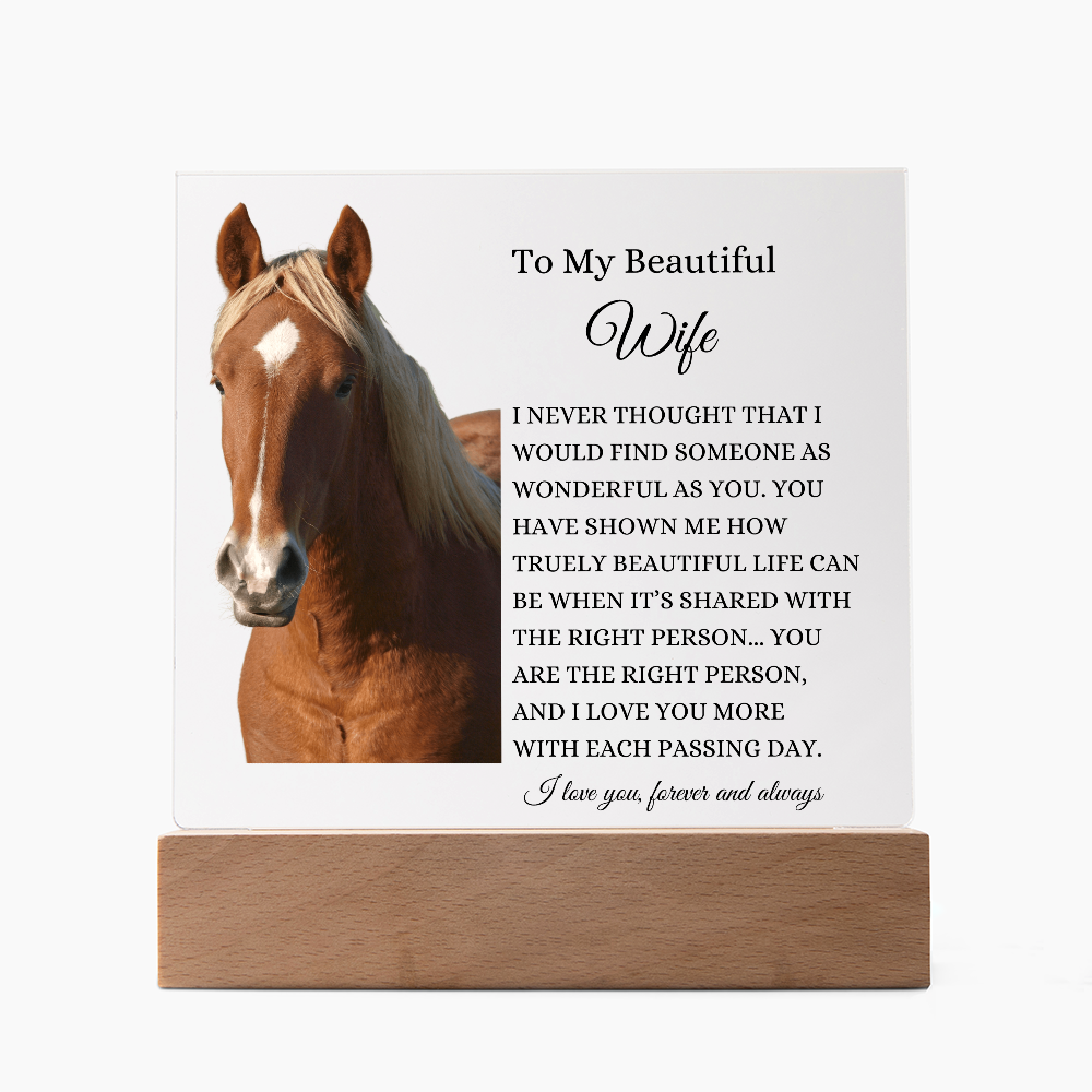 Acrylic Square Plaque/Horse/To My Beautiful Wife