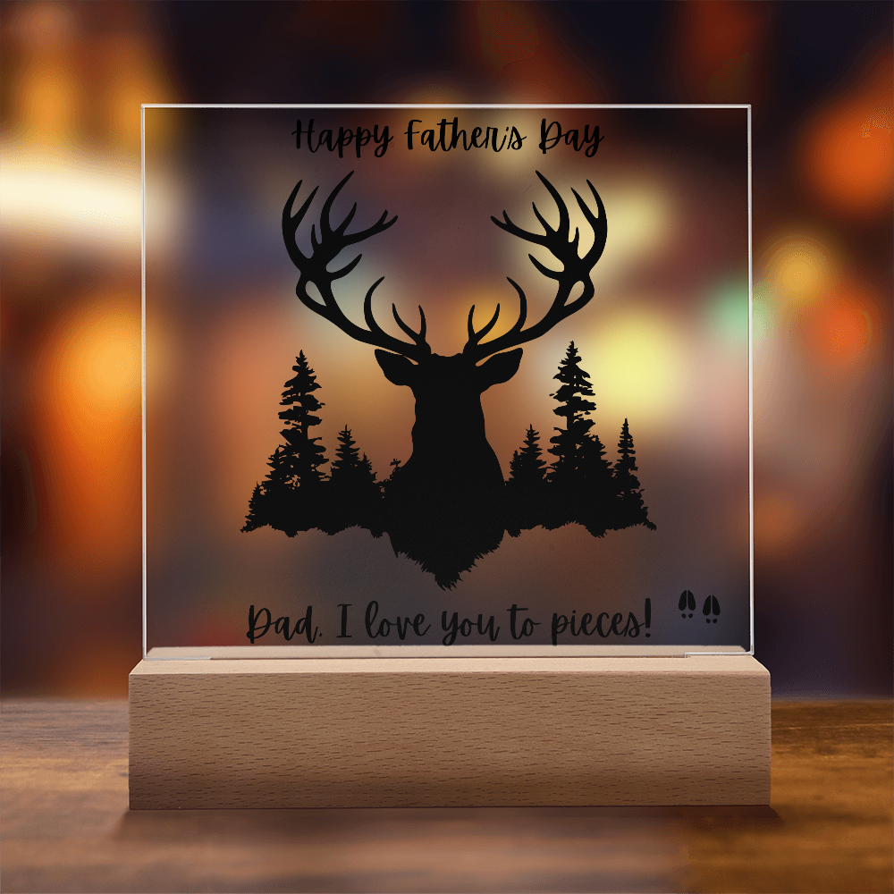 Acrylic Square Plaque/Big Buck/Happy Father's Day