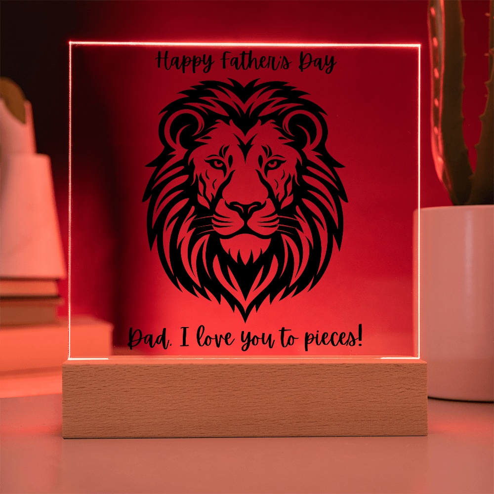 Acrylic Square Plaque/Lion/ Happy Father's Day