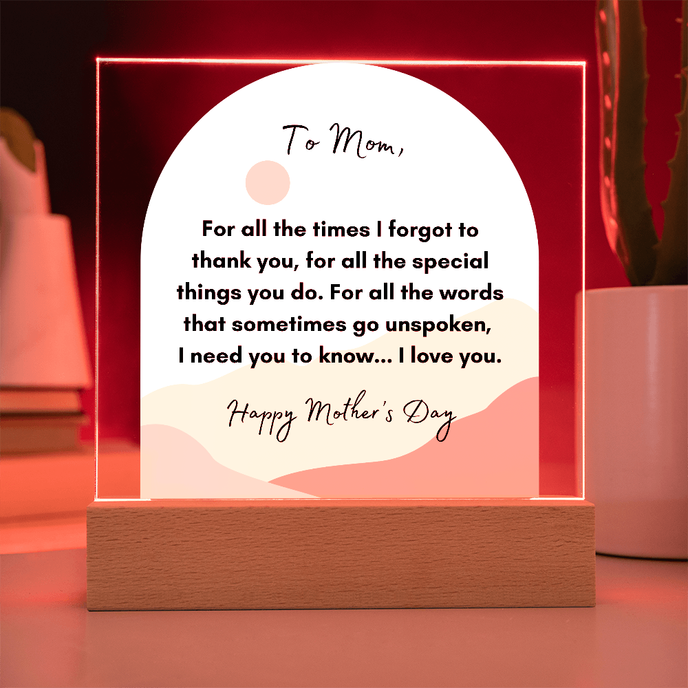 Acrylic Square Plaque/ Happy Mother's Day