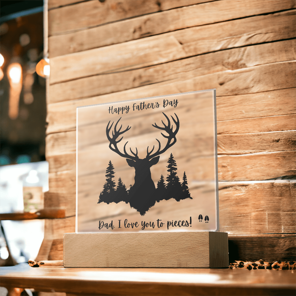 Acrylic Square Plaque/Big Buck/Happy Father's Day