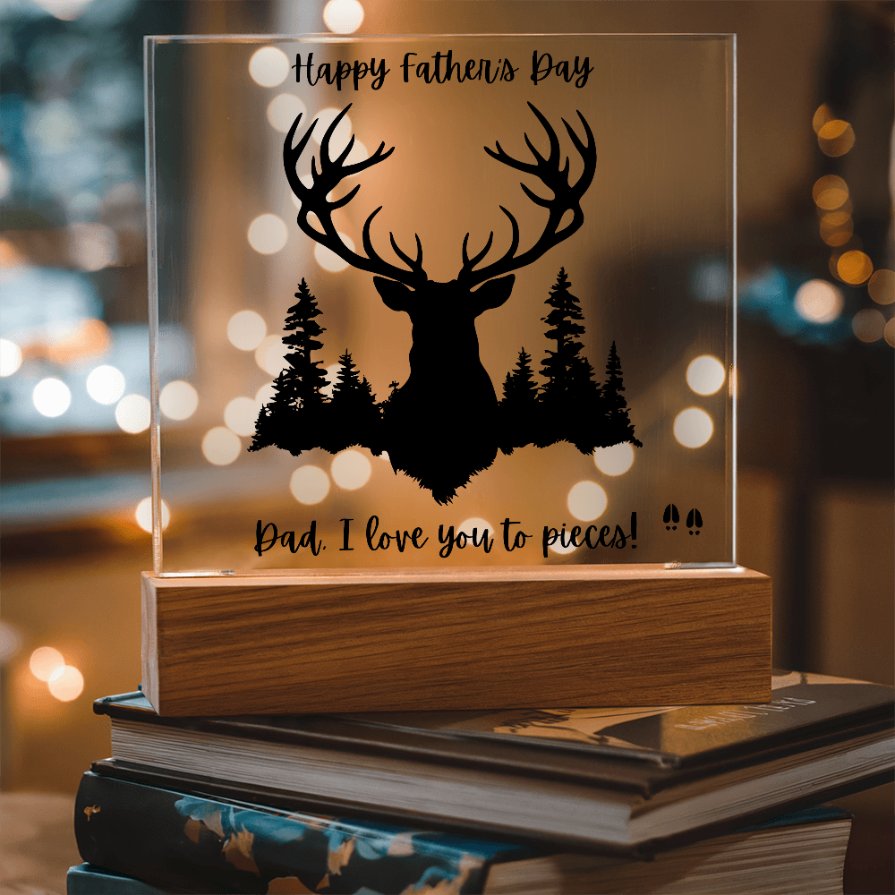 Acrylic Square Plaque/Big Buck/Happy Father's Day